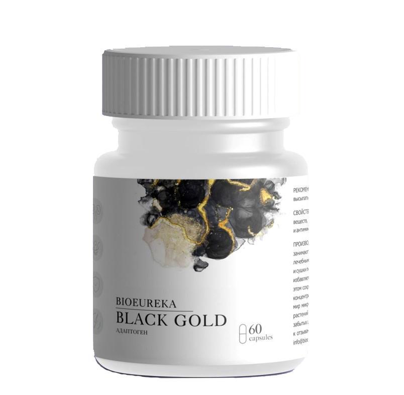 White bottle of Bioeureka Black Gold dietary supplements White bottle of Bioeureka Black Gold dietary supplements