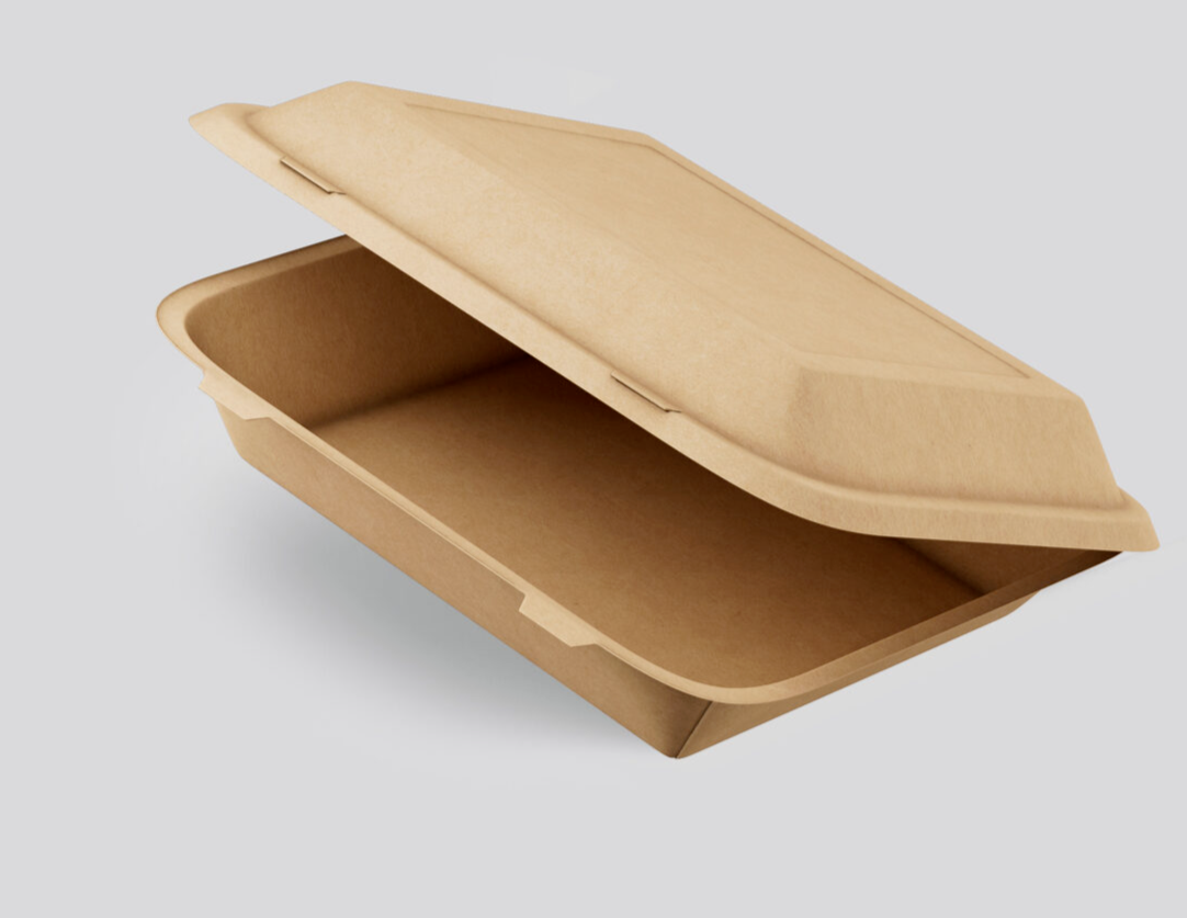 Kraft container with a hinged lid Kraft container with a hinged lid